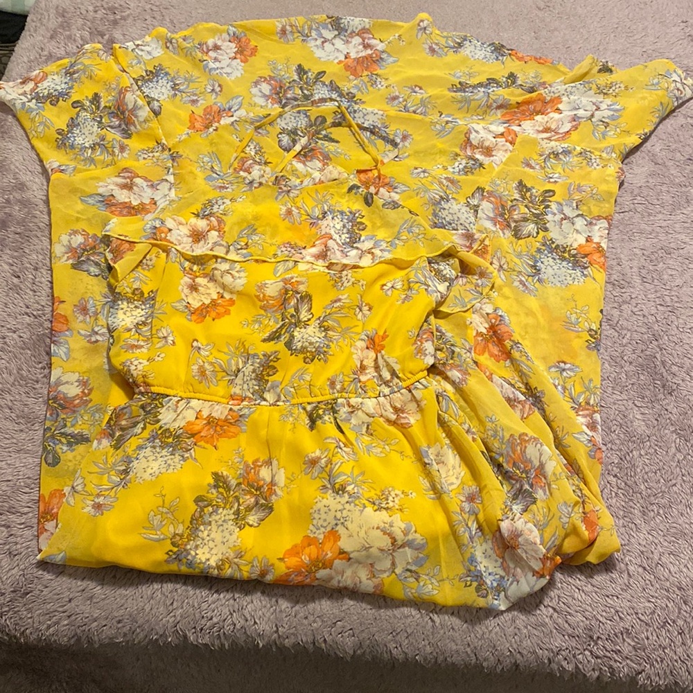 Yellow flowy floral dress